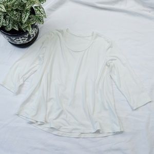 Ivory Bamboo Knit 3/4 Sleeve Swing Top